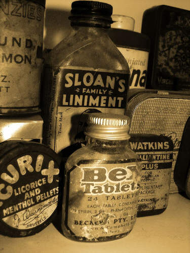  30 old medicine bottles 