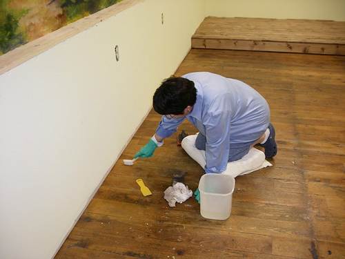 23 Judy scrubbing the floor