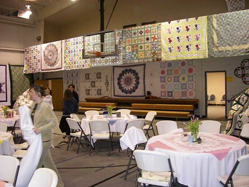 15 Quilts on Wall and Bannister