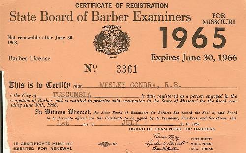 24 Wes' Barber License