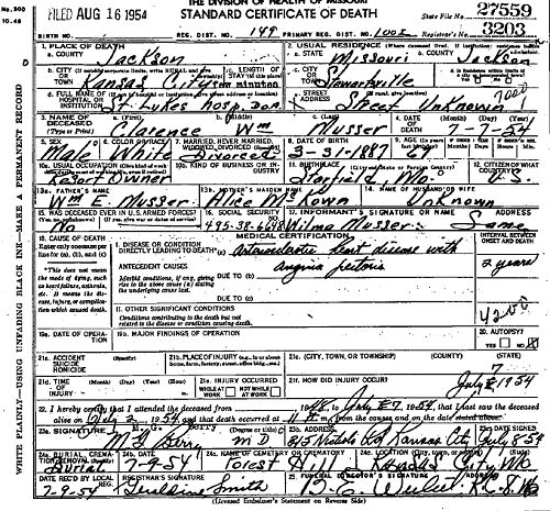 08 Clarence William Musser Death Certificate