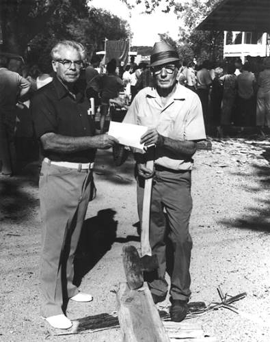 26 Earl Brown giving Arthur Clark the Tie Whacking Award at Sesquicentennial