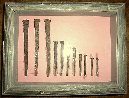 14 Old Square Nails from Lupardus Cabin donated by Carl McDonald
