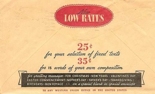 49 Telegram Envelope - Back