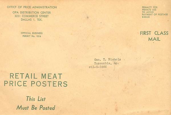 52 Retail Meat Price Poster Envelope