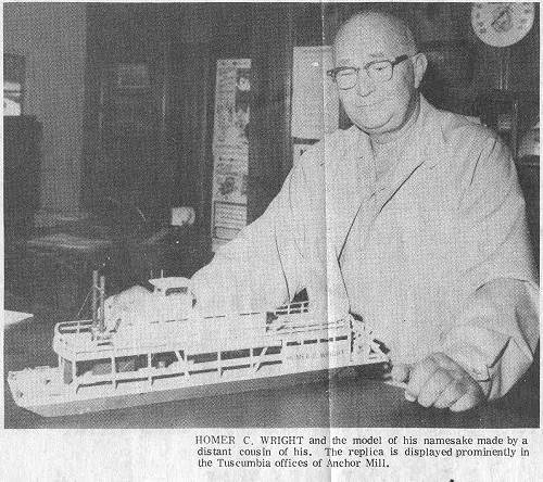 19 Homer Clay Wright- Son of C.B. Wright- with model of Steamboat Homer C. Wright
