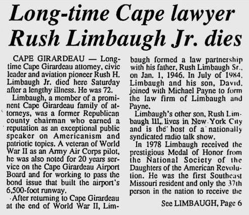 22b Rush Hudson Limbaugh, Jr. Obituary
