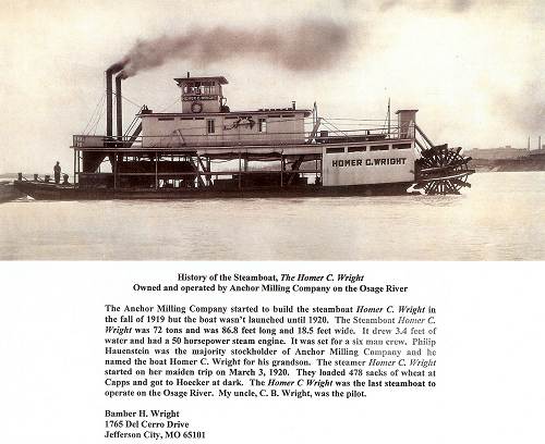 33 Homer C. Wright Steamboat History