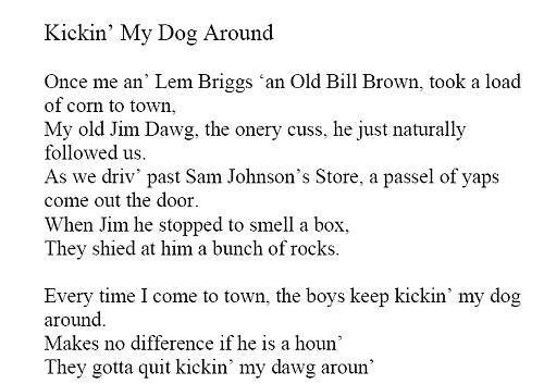 29 Lyrics Kickin' My Dog Around