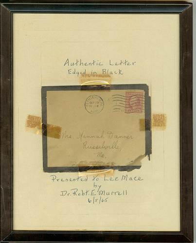 14 Letter edged in black sent to Dr. Murrell and given to Lee Mace