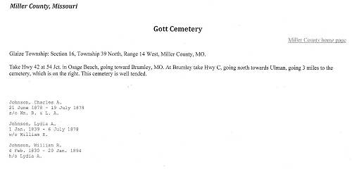 18 William R. Johnson Family Burials in Gott Cemetery