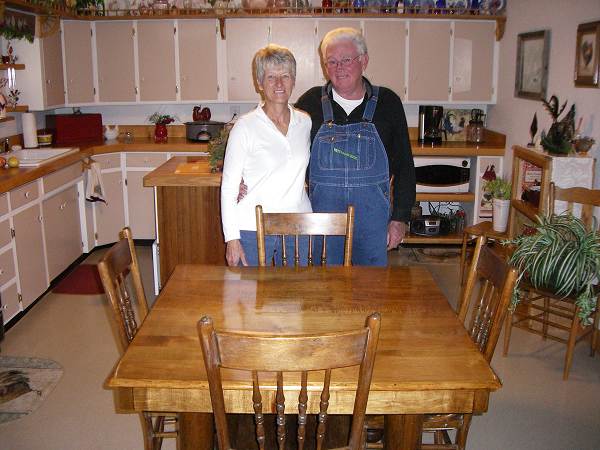 06 Pam and Donald Jarrett - Table made by Ahart relative of Don's Grandmother