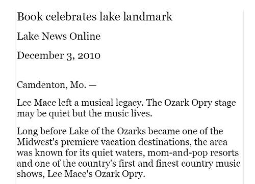 64 Book Celebrates Lake Landmark Article