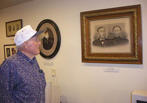 15 Royal Kallenbach looking at portrait of Grandparents Johann Valentine and Maria Kallenbach