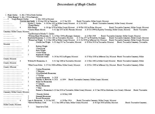 11 Hugh Challes Genealogy 2