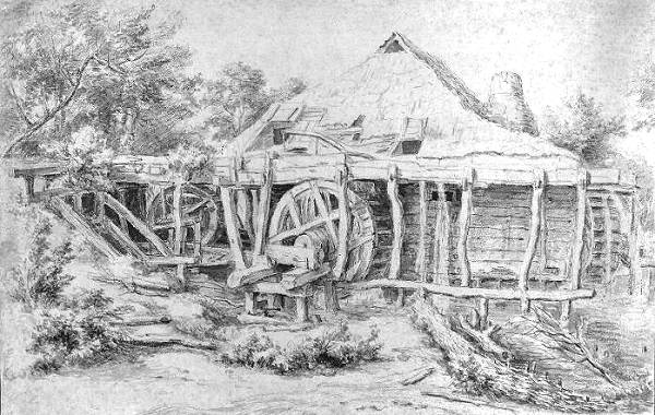 33 Artist's Drawing of a Water Mill