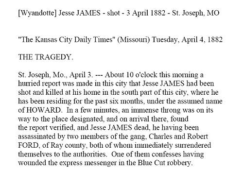20 Jesse and Frank James Kansas City Daily Times Articles