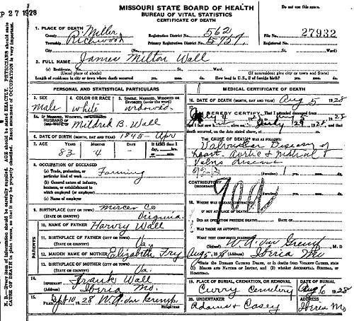 26 Death Certificate - James Milton Wall