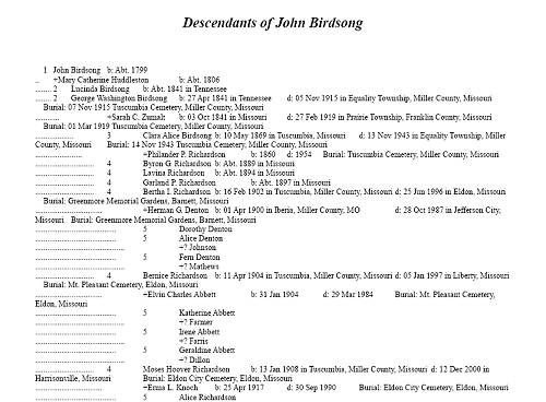 20 John Birdsong Descendancy