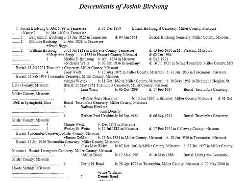 21 Josiah Birdsong Descendancy