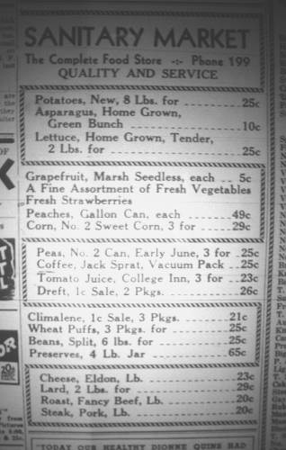 38 Sanitary Market Advertisement - 1937