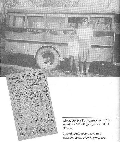 Spring Valley School Bus -Miss Baysinger and Mark Whittle - Second Grade Report Card for Ana May Rogers - 1932