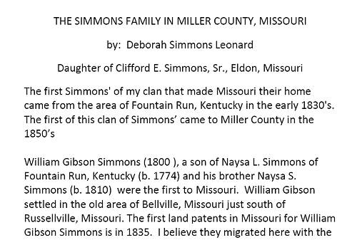 22 Simmons Family History