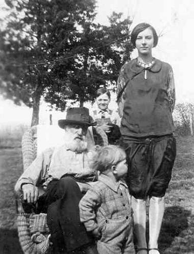 01 Absalom Bear with Mildred Adcock Smith, Granddaugter, John Bear and unknown Children