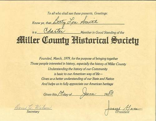 29 MCHS Charter Member Certificate