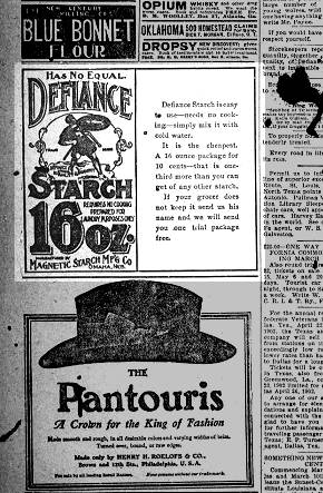 17 Defiance Starch Ad - Bartlett Texas Tribune - March 21, 1902
