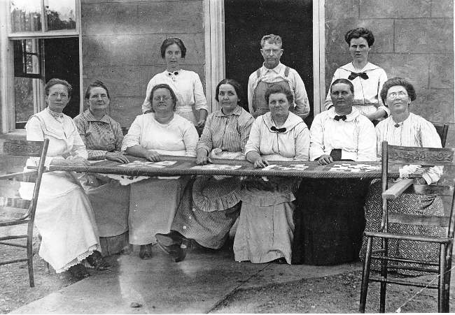  The Ladies Aid quilting in front of Bethany Church - 1926 