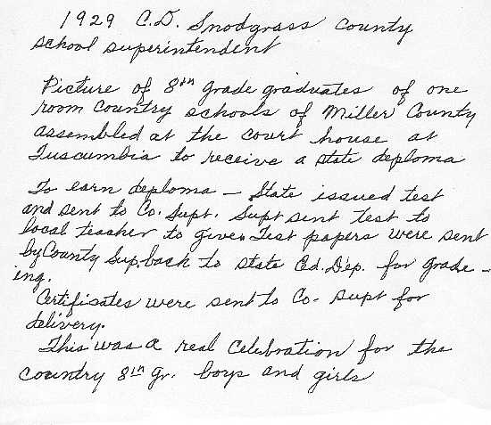 C.D. Snodgrass supt. country schools written by Syvia Long