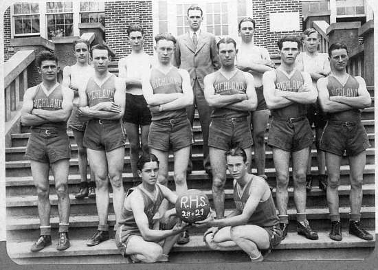 13 Richland High School Basketball team Lon on far left