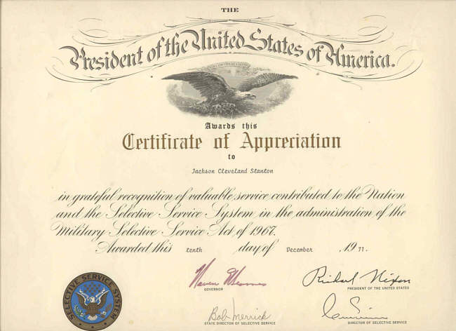 10 Cerrtificate of Distincton Jackson C. Stanton