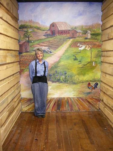 26 Mary in front of Dog Trot House Mural