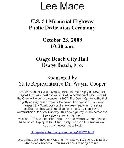 24 Lee Mace Memorial Expressway Announcement