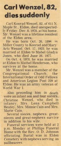 29 Carl Wenzel Obituary