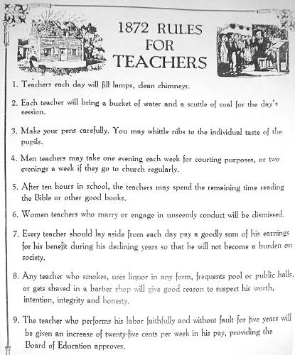 49 Rules for Teachers at One Room Schools