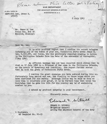 14 War Deptment letter of Edward's Death