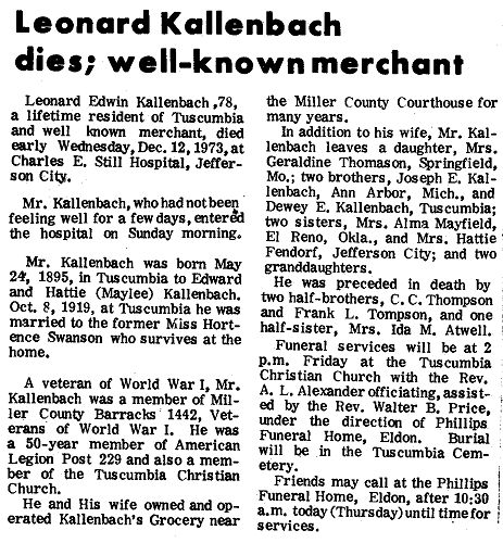 22 Leonard Kallenbach Obituary