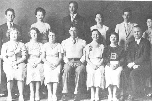  Members of the first senior class to graduate from the School of the Osage in 1933-34. 
