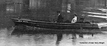 Runabout 'Redwing' piloted by Ernest Fendorf with unknown passenger. Osage River, at Tuscumbia, MO, early 1900s