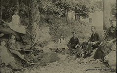 Julius Millford Wright family, circa 1888 after the family moved from Miller County, MO, via Mineral Sprng, MO to Hot Springs, AR  in about 1880.    L-R: Susan 'Dink' Kerenhappuch (1880-1933);  Daniel Paul (1878-1955);  Maggie Edith (1876-1896);  Bertha  'Bert' Alpharetta (1874-1954);  Oliver Lee (1872-1946); Julius Millford (1849-1924) and Frances Josephine (Thomson) Wright (1853-1905).